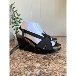 Donald J Pliner‎ Black Wedge Strappy Espadrilles Sandals 9.5 M Made in Spain